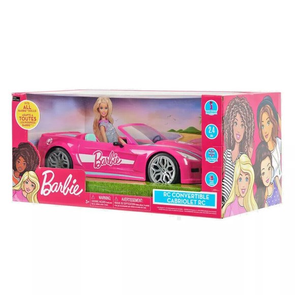 New Barbie Full Function RC Remote Control Pink Convertible Car With Lights 3+ - Picture 3 of 5